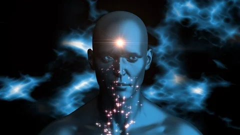 The Minds Eye 1002: A computer generated man meditating. Stock Footage 113095761