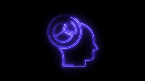 Mindset analysis and data driven decision making concept neon style animation Stock Footage 308606309