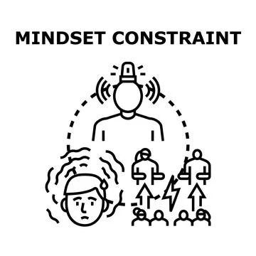 Mindset constraint concept creating mental blocks and stress Stock Illustration