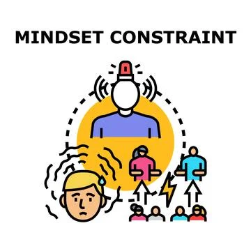 Mindset constraint concept creating mental blocks and stress Stock Illustration