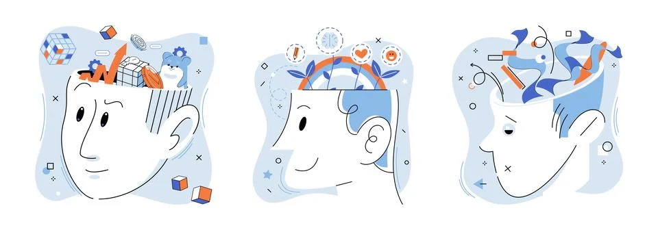 Mindset. Developing growth mindset enhances critical thinking skills Stock Illustration