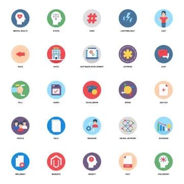 Mindset Flat Rounded Icons Vectors Stock Illustration