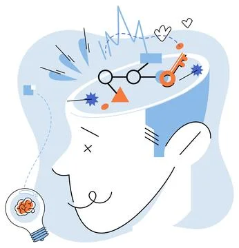 Mindset. The psychology learning explores cognitive processes behind knowle.. Stock Illustration