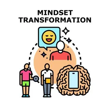 Mindset transformation concept evolving personal growth Stock Illustration