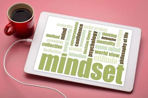Mindset word cloud on digital tablet mindset word cloud on a digital table... Stock Photos