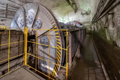 Mine car unloader. Device for unloading ore from cargo mine train Stock Photos