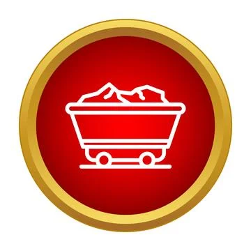 Mine cart transporting coal, mining industry development icon 스톡 일러스트