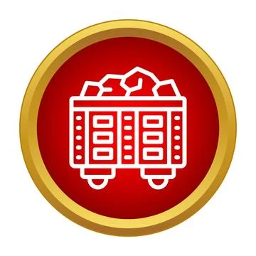 Mine cart transporting coal rock icon symbol Stock Illustration