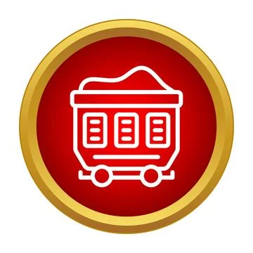 Mine cart wagon filled with coal icon Stock Illustration