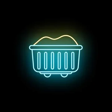 Mine cart wagon full of ore neon sign Stock Illustration