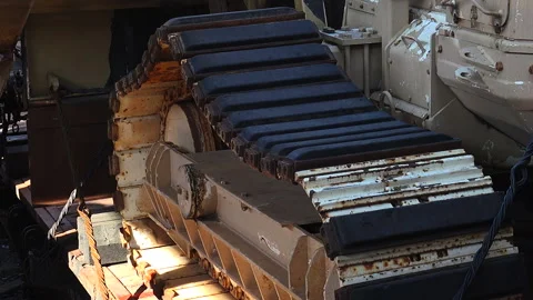 Mine clearing machine. Front-line combat vehicle. Stock Footage 121236817