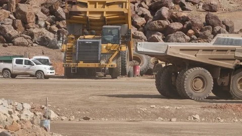 Mine dump trucks Stock Footage 81733478