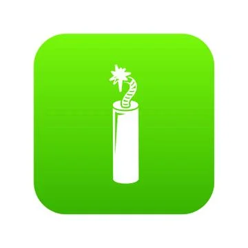 Mine dynamite icon green Stock Illustration