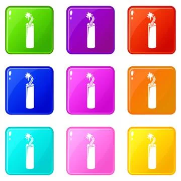 Mine dynamite icons set 9 color collection 스톡 일러스트