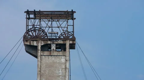 Mine elevator wheel under working Stock Footage 65761964