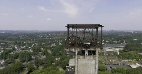 Mine elevator wheel under working Stock Footage 65767030