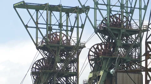 Mine elevator wheel under working. Stock Footage 131961061