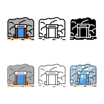 Mine entry color variants icon vector Stock Illustration