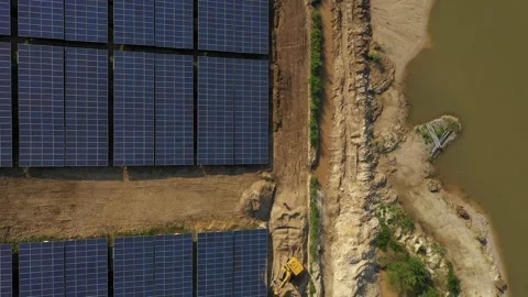 Mine in Germany covered in solar panels Stock Footage 289909474