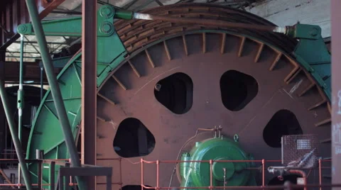 Mine lifting system big winch drum rotating Stock Footage 67587184