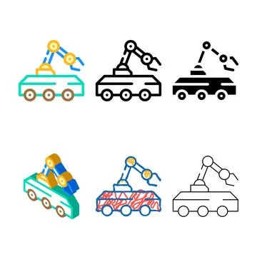 Mine neutralization robot color icon vector styleset 스톡 일러스트