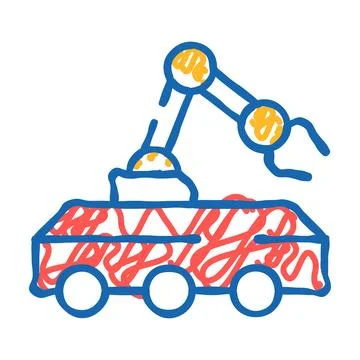 Mine neutralization robot icon doodle illustration Stock Illustration