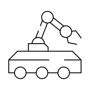 Mine neutralization robot line icon vector illustration Stock Illustration