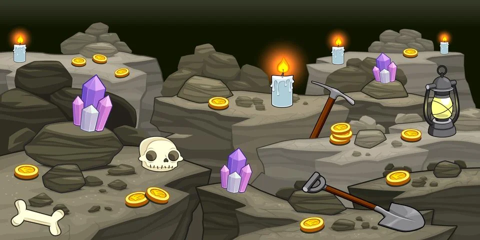 Mine with objects. Stock Illustration