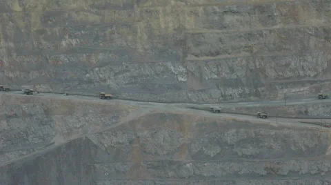 Mine trucks at cross roads P HD 0289 Stock Footage 452018
