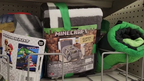Minecraft Blanket Retailer Stock Footage 201116668