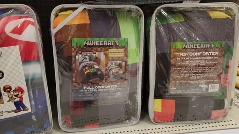 Minecraft Blanket Retailer Stock Footage 201116771