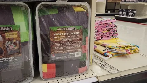 Minecraft Blanket Retailer Stock Footage 201116773