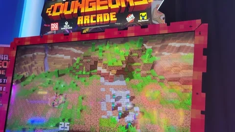 Minecraft Dungeons Arcade Game Stock Footage 243907325