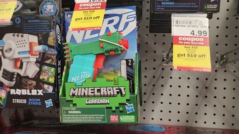 Minecraft Nerf Guardian Retailer Stock Footage 196124047