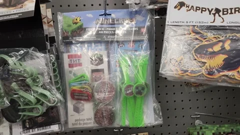 Minecraft Party Supplies Stock Footage 205322732