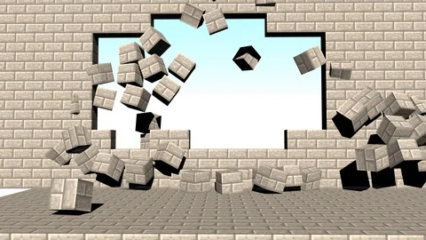 Minecraft stone wall break ver10 Stock Footage 98362666