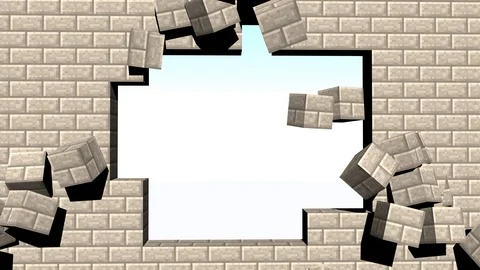 Minecraft stone wall break ver6 Stock Footage 98362670