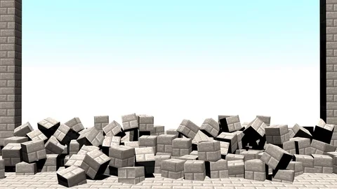 Minecraft stone wall break ver7 Stock Footage 98362648