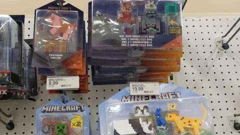 Minecraft Toys Available for Purchase Stock Footage 156847162