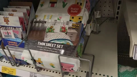 Minecraft Twin Sheet Set Retailer Stock Footage 201037322