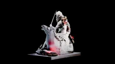 Mined Statue of a Man with a Trident Stock Footage 292230324