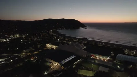 MINEHEAD UK SEAFRONT EVENING DRONE FOOTAGE Stock Footage 168712546