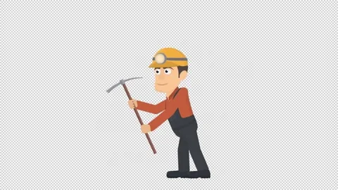 Miner. Animation of a worker with a pickaxe. Cartoon Stock Footage 154843392