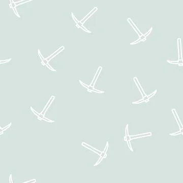 Miner axe hatchet line vector seamless pattern Stock Illustration