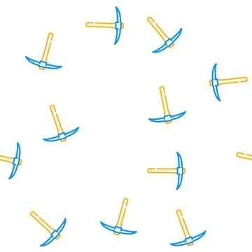 Miner axe hatchet vector seamless pattern Stock Illustration
