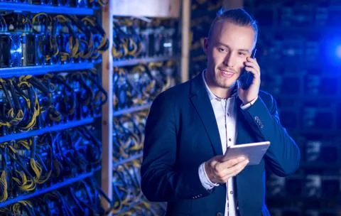 Miner bitcoin cryptocurrency Stock Photos