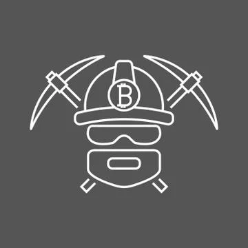 Miner bitoins logo. Mining Bitcoin Crypto Currencies. Bitcoin-miner with 2 pi 스톡 일러스트