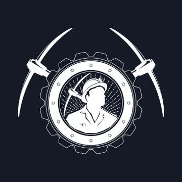 Miner on Black Background 스톡 일러스트