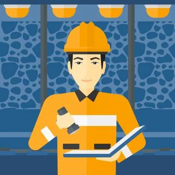 Miner checking documents Illustrazione stock