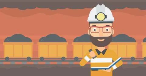 Miner checking documents イラスト素材